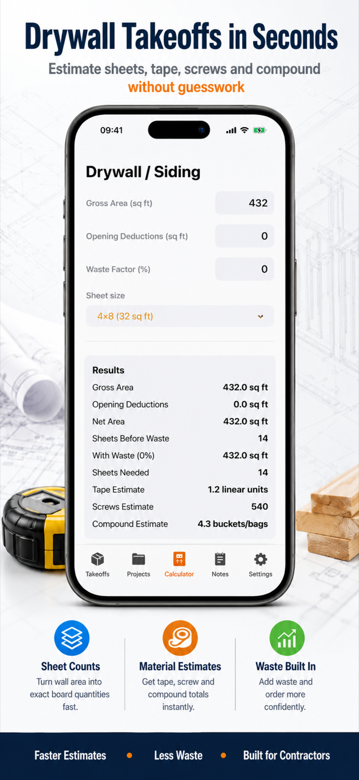 BidMeasure drywall takeoff calculator