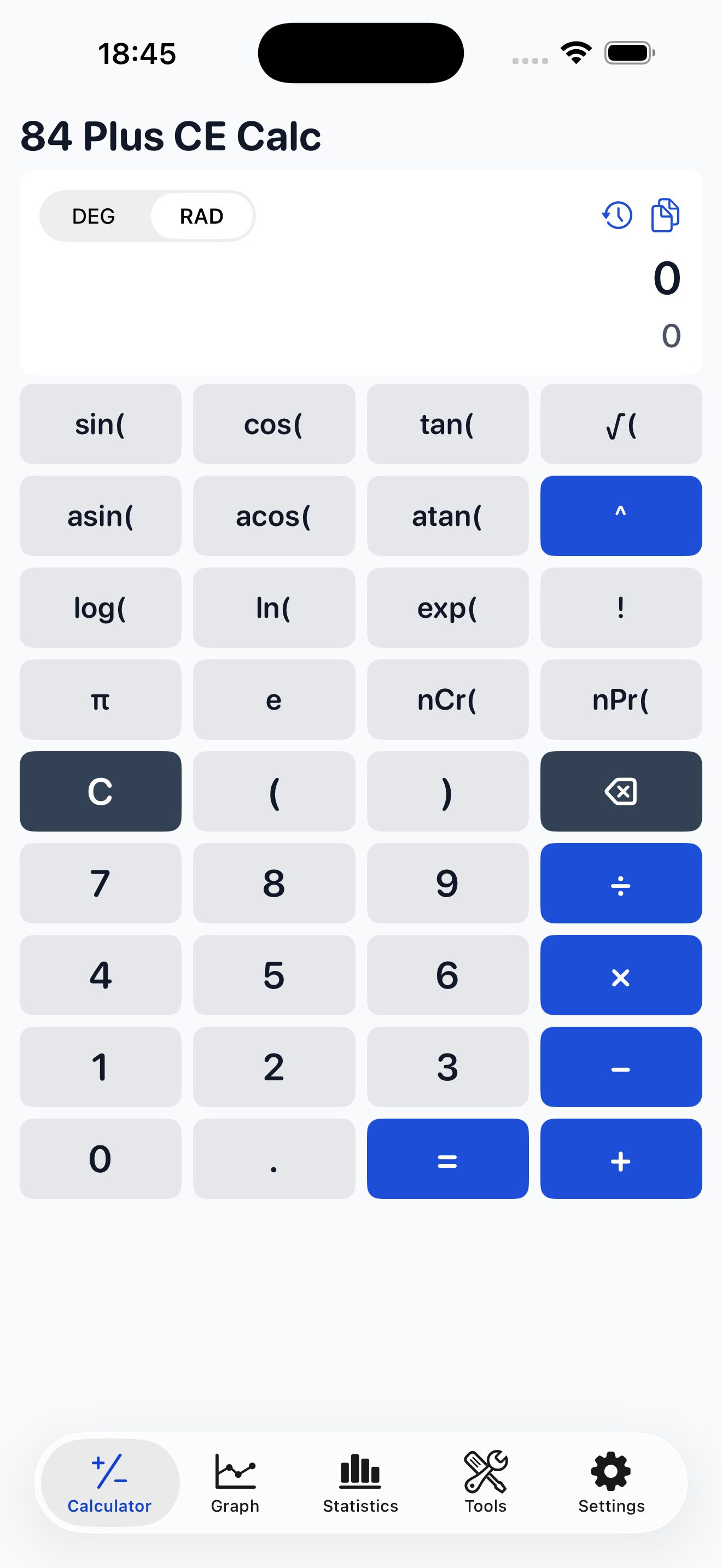 Calculator TI-84 Plus basic mode