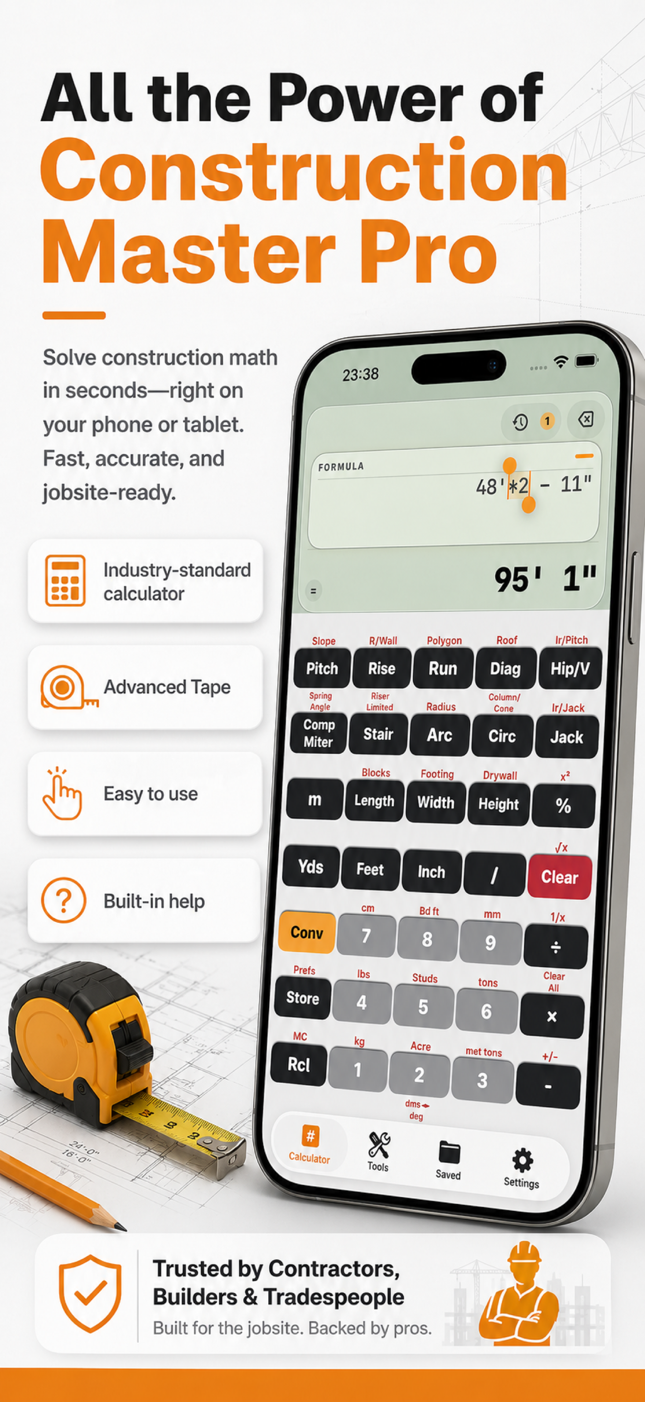 Construction Pro calculator screen