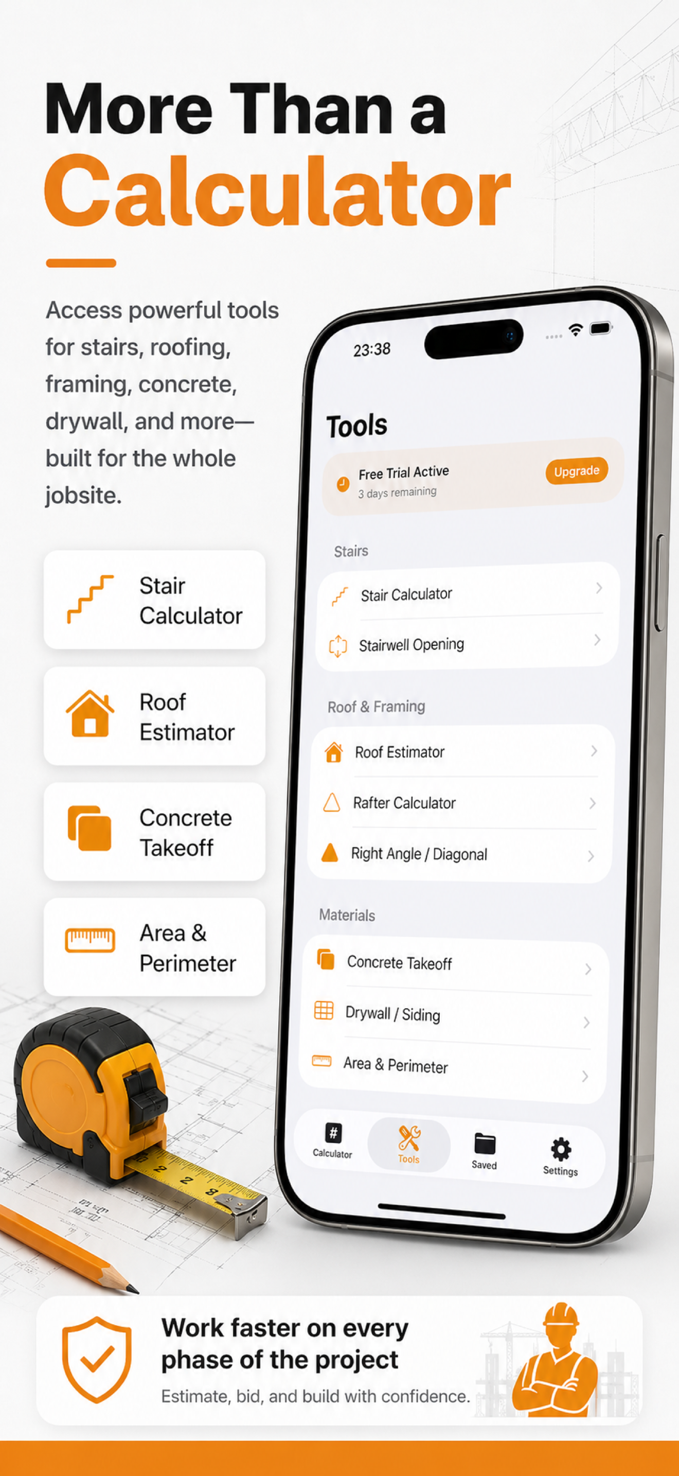 Construction Pro project tools screen