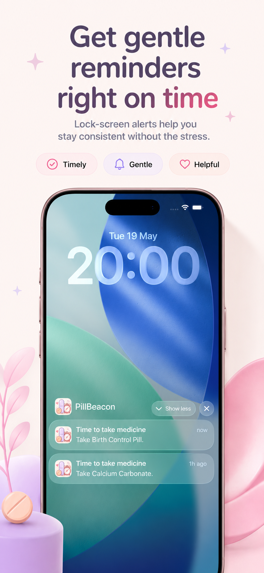 PillBeacon lock screen reminders.